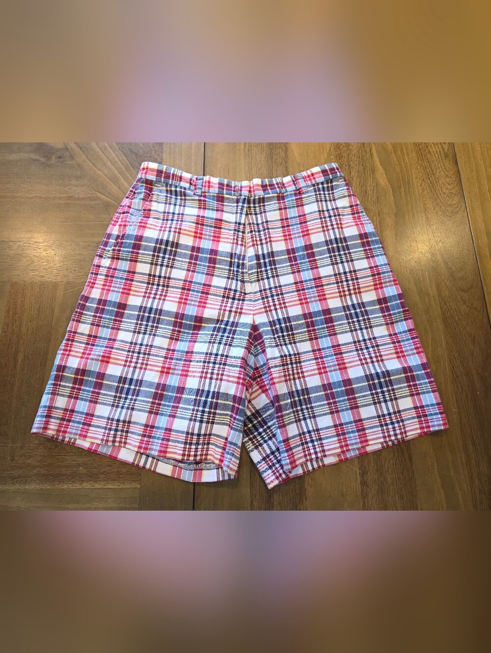 Tommy Hilfiger Plaid Bermuda Shorts Sz 6 / Small Red Blue Preppy Golf